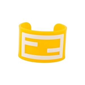 Fendi Yellow White Resin FF Logo Cuff Bracelet